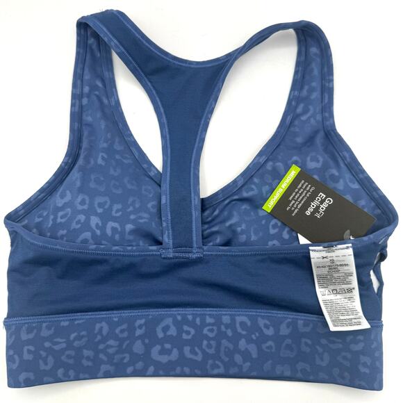 GapFit Eclipse Blue Leopard Print Sports Bra XS NWT Medium Support - Picture 5 of 9